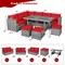 Costway 7 PCS Patio Rattan Dining Set Sectional Sofa Couch Ottoman Garden White\Red\Black